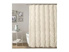 Lush Decor, Ivory/Pale Yellow Ruffle Diamond Shower Curtain