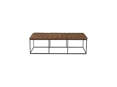 HomePop 58in Bench PU Leather Lt Brown