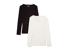 Amazon Essentials Womens SlimFit Rib Scoop 2Pk (M)