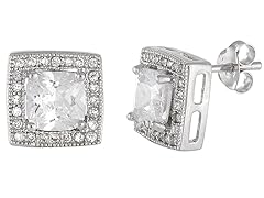 Swarovski Elements Sterling Silver Square Earring