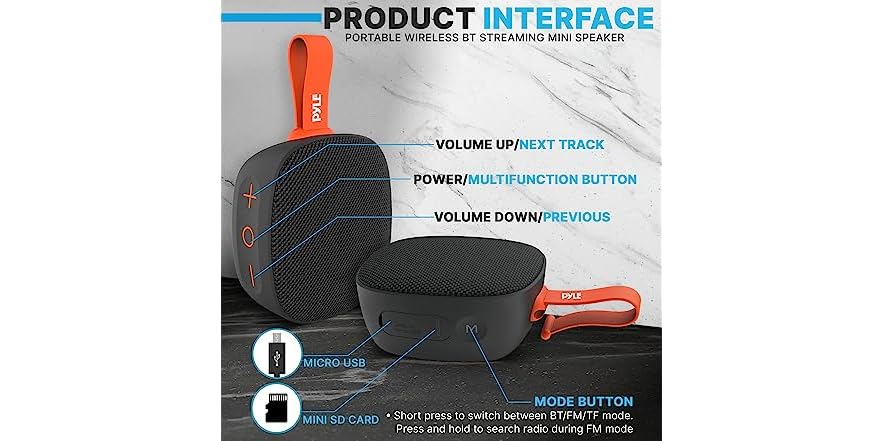 Pyle Portable Bluetooth Mini Loud Speaker
