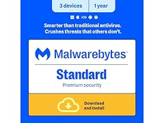 Malwarebytes Standard Premium Software - 3 Devices, 1 Year, Digital