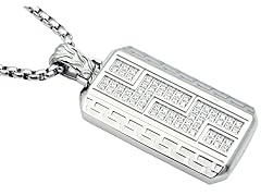 Greek Key CZ Dogtag Necklace
