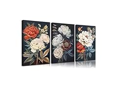 3pcs Vintage Flower Peony Still Life Wall Art