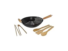 IMUSA 7pc Carbon Steel Nonstick Wok Set 