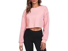FKEEP Women (XL) Cropped Sweatshirts Tops Pink