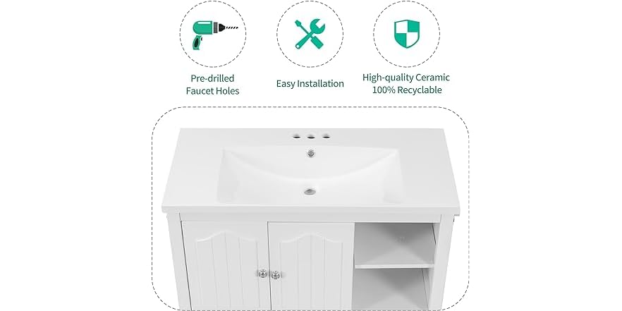 36" Bathroom Vanity Top Only Sink