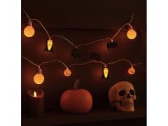 7 Ft Halloween String Lights – Battery Operated with Pumpkins, Bats, & Ghost Face