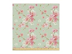 Ambesonne Shabby Flora Fabric by The Yard, Retro Spring