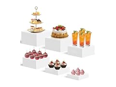 6Pcs Buffet Food Risers, Large Acrylic 