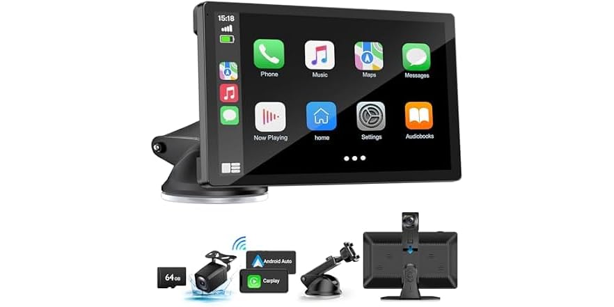 9" Wireless CarPlay Android Auto w/ Dash Cam
