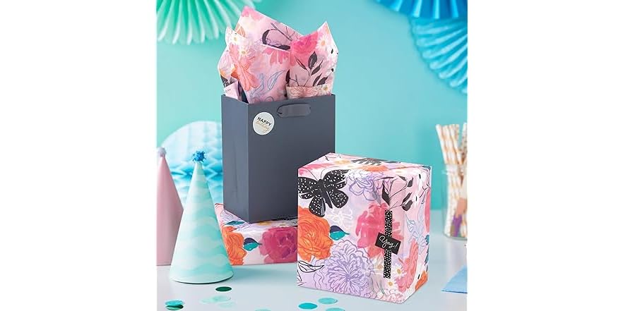 Paper W Hallmark Floral Tissue Paper w/ Stickers