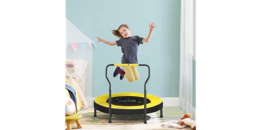 SONGMICS Antislip trampoline, 90 cm, hoogte met metalen frame en brede trappen, geschikt voor 3,7 m trampolines, zwart SLD90BK