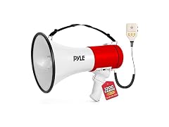 Pyle 50W Megaphone Bullhorn (White-Red)