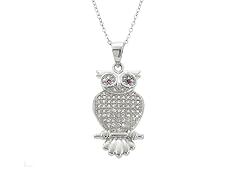 Sterling Silver Pave Perched Owl Pendant