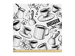 Lunarable Coffee Fabric by The Yard, Abstract