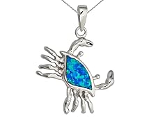 Sterling Silver Rhodium Created Opal Crab 18" DC