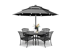 ABCCANOPY Solar Led Patio Umbrellas 3-Tiers 11FT (Dark Gray)