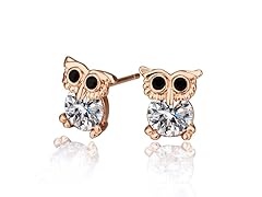 Rose Gold Owl CZ Studs