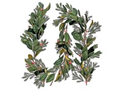 9' Magnolia Pine Garland w/ 75 Red LEDs