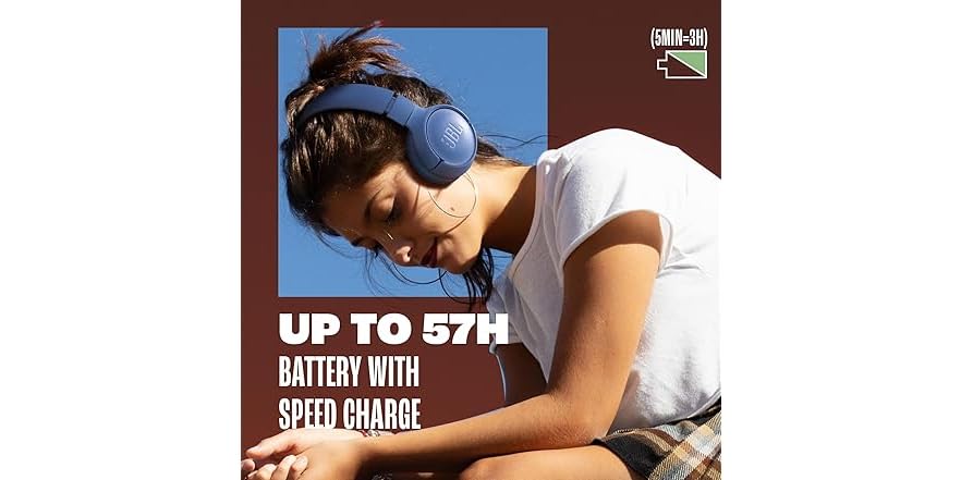 JBL Tune 520BT Wireless Headphones - 57H Battery Life (Grade A Refurbished)