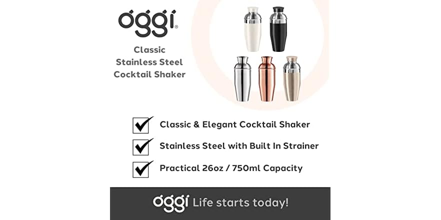 Oggi Cocktail-Rühr-Set - Mixglas + Hawthorne-Sieb, 2-teilig, Klar/Edelstahl