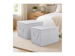 Suptinwear 2 Pack Large Storage Bins with Lids, Gray 