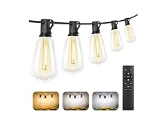 Brightever Dimmable Outdoor String Lights w/ Remote,50FT