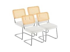 Rattan Dining Chairs Set of 4, Mid Century
