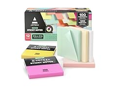 ARTEZA Sticky Notes, 3x3 Inches, 12 Pads
