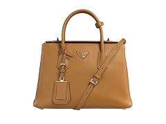 Prada Saffiano Cuir Leather Handbag w/ Top Closure Locks - 4 Colors