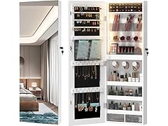 LVSOMT 3 LEDs Mirror with Jewelry Storage