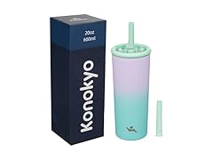 Konokyo 20oz Insulated Tumbler with Lid and Straw Oasis
