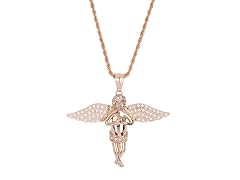 Blackjack Jewelry Stainless Steel CZ Angel Pendant With 24" Rope Chain