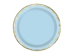 Unique Pastel Blue Scalloped Foil Paper Dinner Plates