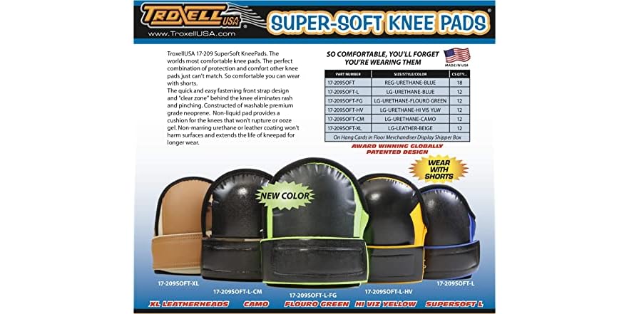 TROXELL USA - SuperSoft Knee Pads Lサイズ TROXELL USA Super-Soft Large Hi-Viz Yellow Knee Pads