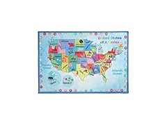 Superior Map Non-Slip Kids Washable Indoor Area Rug