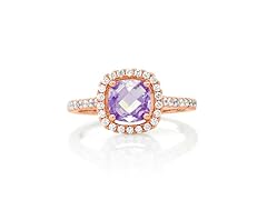 Sterling Silver Rose Gold Amethyst Ring