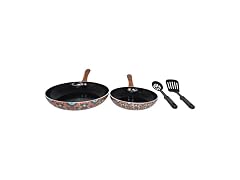 IMUSA 4 Piece 8 & 10 In Aluminum Black Ceramic Fry Pan Set