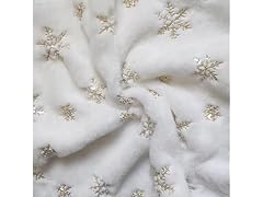 YYCRAFT 1 Yard Faux Fur Fabric with Sequin Snowflake