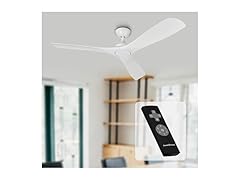 Parrot Uncle 52" F6361WH-PU White Ceiling Fan, No Light