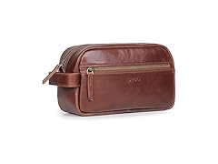 Londo Genuine Leather Travel Toiletry Bag Brown
