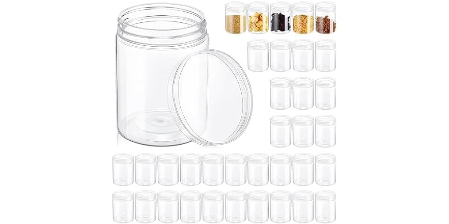 48 PC 8 Oz Clear Plastic Jars With Lids