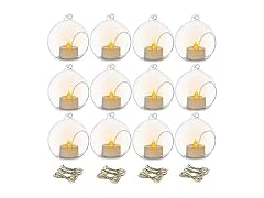 NUPTIO Hanging Glass Tealight Holders with LED