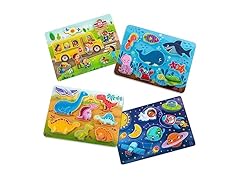 B. toys – Chunky Wooden Puzzle 4 Pack