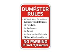  Dumpster Rules Sign 18x12 Reflective
