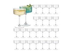 24 Pcs Clear Ribbed Martini Glasses