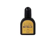 Tsukineko 1/2 Fluid Ounce StazOn Metallic Inker, Gold