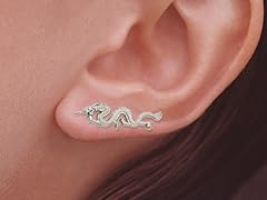 Silver Noble Dragon Ear Pin Earrings