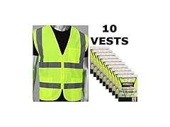 10PK Worktex Economy Fabric Class 2 Safety Vest, 2 Pockets